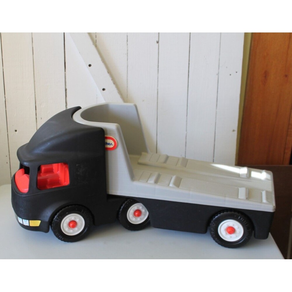 Large Little Tikes North Coast 23" Black Semi Hauler Truck & Trailer 1990's